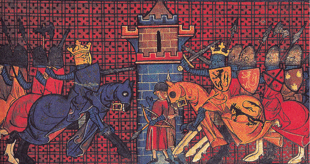 Bataille de Courcelles-ls-Gisors - Philippe II August  gauche contre Richard Cur de Lion  droite